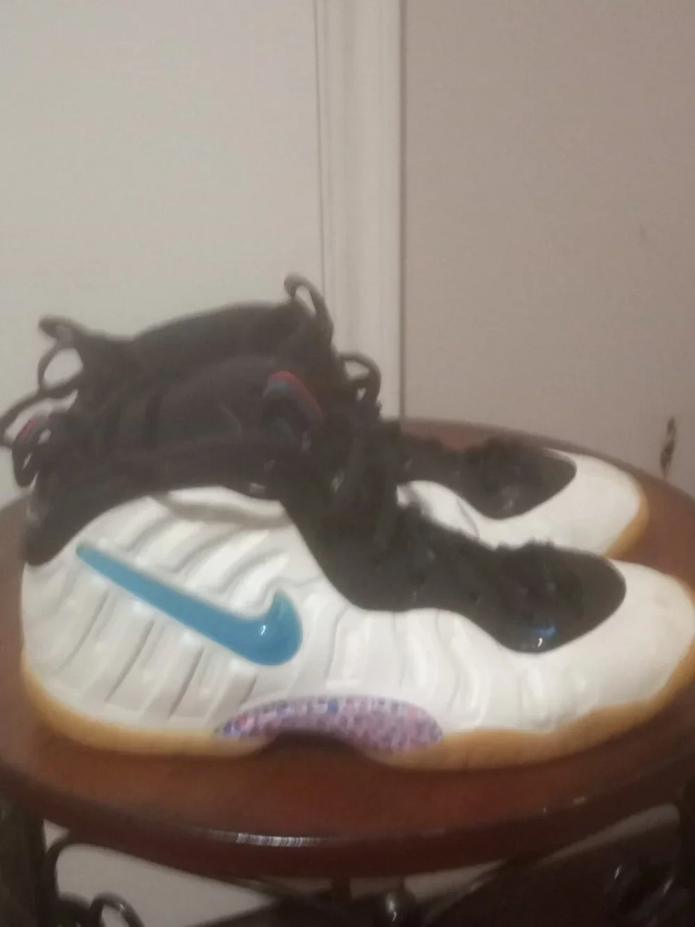 Nike Air Little Posite Foamposite Pro White Blue Black GS Size 5Y 644792-102